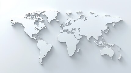 Creative White World Map Design on Simple Background for Modern Decor and Business Use