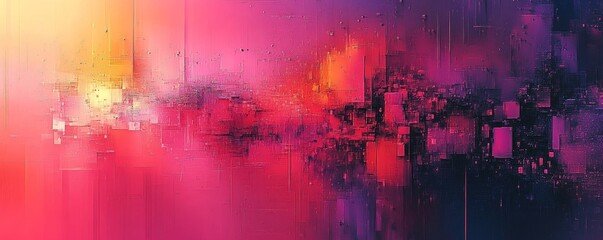 Obraz premium Abstract digital visuals with glitchy, pixelated aesthetics. Generative AI