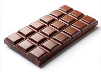 Fototapeta premium A delectable chocolate bar, perfectly isolated on a crisp white background. High-resolution image ideal for food photography and stock use.