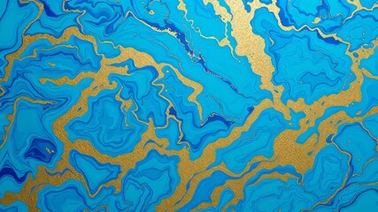 Abstract Marbleized Background, Blue Mint Gold, Art Photography, Paint Effect, Sharp Colors, Depth, Mood, Lighting, Atmosphere, Professional