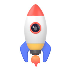 Rocket icon  png sticker, 3D rendering illustration, transparent background