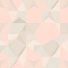 Obraz premium Abstract Geometric Pattern: This photo features a captivating abstract pattern of geometric shapes in soft pink, beige, and white hues, with delicate gold accents.