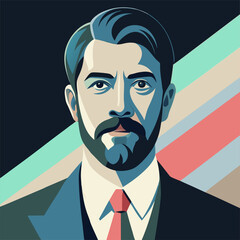 Stylish Modern Portrait of a Bearded Man in a Suit.