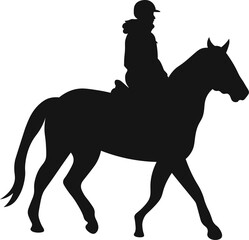 A horse raider racing vector illustration black color silhouette with white background