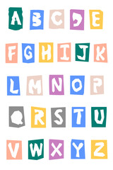 Paper cut alphabet typography png set