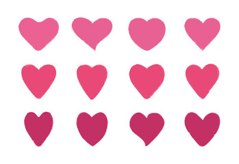 Set of vector textured hearts on a transparent background. Design elements for Valentine's Day. Grunge crayon doodle stroke line.	
