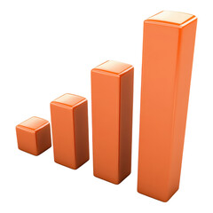 Bar graph icon depicting upward growth, PNG format, transparent background, suitable for presentations and data visualization.
