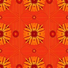Fiery Floral Mandala Seamless Pattern 