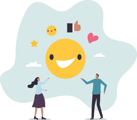 Employee satisfaction, workplace happiness or success team motivation, employee engagement or participation,business concept.flat character.