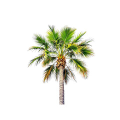 Obraz premium Tall Palm Tree with Lush Green Fronds isolated on transparent background PNG
