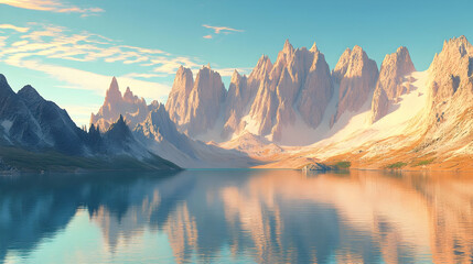 Majestic Mountain Lake at Sunrise: A Serene Landscape