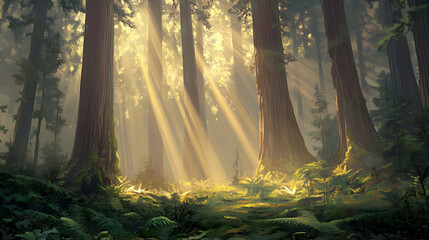 Sunlit Redwood Forest: A Magical Nature Scene