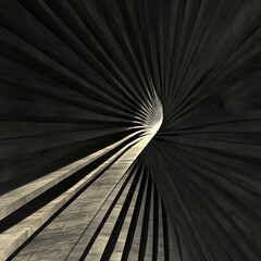 Dark Wood Tunnel 3D Illustration