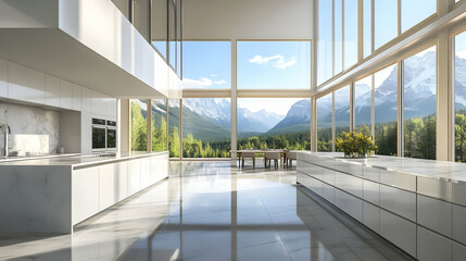 Modern Mountain Home: Stunning Kitchen with Panoramic Views