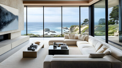 Fototapeta premium Modern Coastal Home with Stunning Ocean View