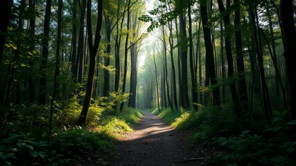 Obraz premium Enchanting Forest Path - AI Photorealistic Landscape