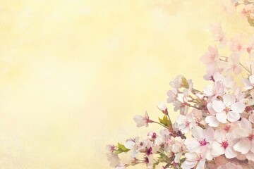 Soft Pink Sakura Blossoms Against a Subtle Yellow Background - Perfect for Spring Designs