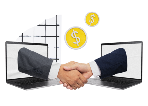 Handshake png, online business deal and partnership collage element on transparent background