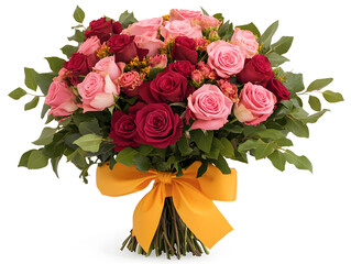 Fototapeta premium A vibrant bouquet of pink roses in full bloom, a perfect floral arrangement for wedding or Valentine's Day