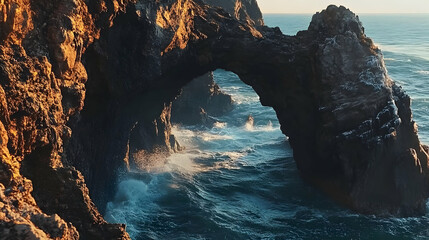 Majestic Ocean Rock Arch at Golden Hour