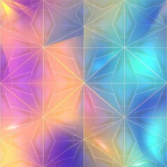 Celestial Kaleidoscope: Abstract iridescent geometric pattern with pastel rainbow colors. Perfect for backgrounds, textures, and designs.