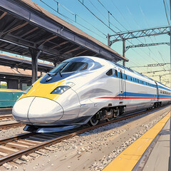Fototapeta premium A high speed train at a train station.
