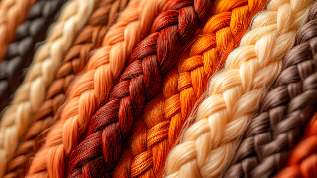 Braid of natural hair close-up. Hair extensions.