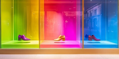Vibrantly Colored Frosted Windows for Showcasing Shoes