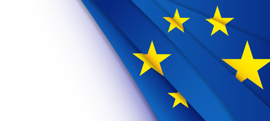 EU Europe Union flag web banner, background. Blue and Stars Patriotic Social media print for presentation, information, greeting card, poster, holiday cover, label, flyer, layout
