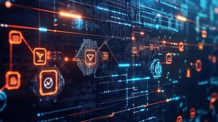A futuristic concept of decentralized financial systems operating globally via blockchain technology.