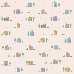 街並みの背景素材　ベージュ