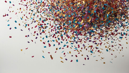 Fototapeta premium White festive background with color confetti. Vector illustration.