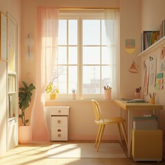 Fototapeta premium indoor bedroom of a teenager