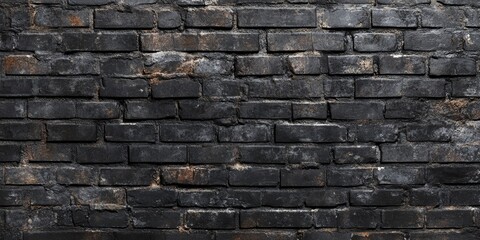 Obraz premium Grunge industrial black brick wall featuring an industrial style, perfect for use as a background in creative projects or photography. This industrial black brick wall adds a unique flair.