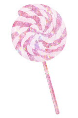 Pink holographic sweet lollipop sticker with white border