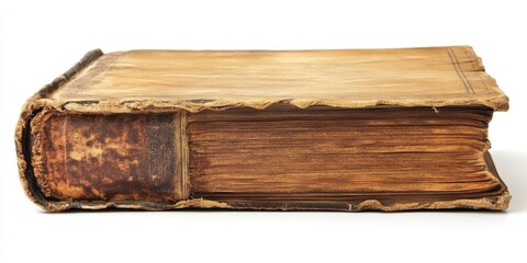 Isolated old book on a white background, showcasing the charm of vintage literature. This old book stands out in its simplicity, repeating the elegance of the old book in every detail.
