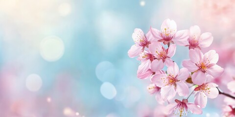 Cherry blossom in spring serves as a beautiful background, providing ample copy space for text. This cherry blossom imagery captures the essence of spring, ideal for various creative projects.