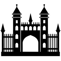 Obraz premium City gate silhouette on white background