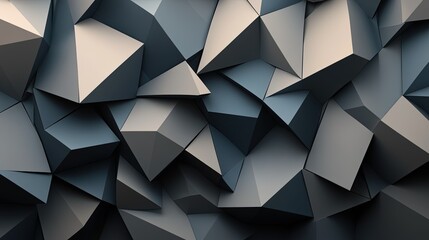 Fototapeta premium A background of overlapping triangles in varying shades of gray, creating depth.