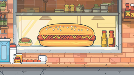 Cute Cartoon Hot Dog Icon in Flat Vector Illustration