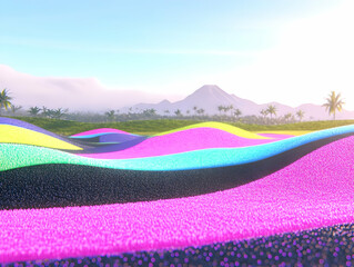 Vibrant 3D Landscape Illustration