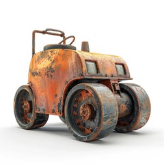 Rusted and Worn Vintage Tractor in Abandoned Environment  Old Weathered and Dilapidated Agricultural Equipment  Retro Grunge and Gritty Machinery Background