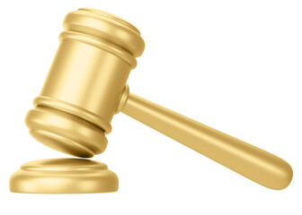 Gold gavel png 3D element, transparent background