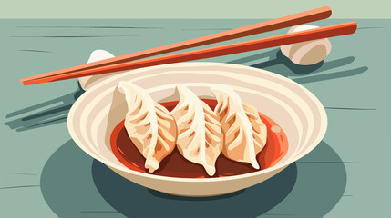 Delicious Cartoon Dumplings Flat Vector Illustration