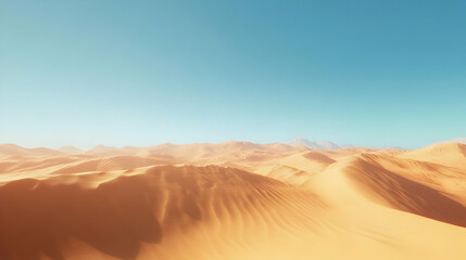 Naklejka premium Majestic Desert Landscape: Golden Sands Under a Clear Sky