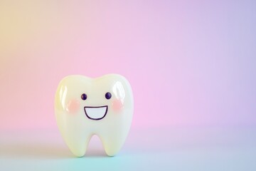 Cheerful Tooth Character with Painted Smile for Dental Health Theme Design