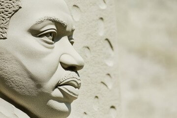Intricate Stone Carving of Historical Figure in Profile View for Cultural Heritage Design