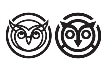 Two Owl head vector logo design art