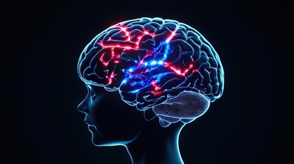 Alzheimer disease idea. Visual representation of brain activity illustrating creative thoughts and ideas.