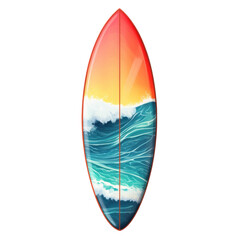 Surfboard Icon with Ocean Waves, vibrant surfboard design, dynamic ocean wave elements, perfect for beach-themed graphics and branding